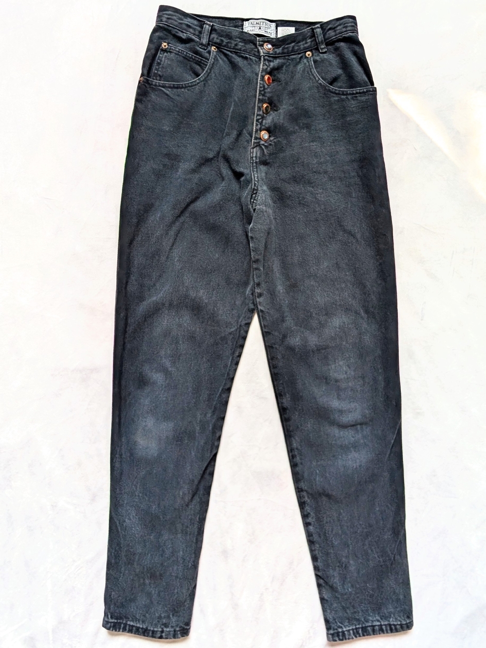 VTG Palmetto's Fits Like Small Black High Waisted Gemstone Button Fly Jeans